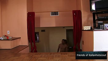 Gorgeous mulatto girl fucks a black guy's huge cock