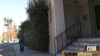 Ebony babe sucks too many white cocks 3