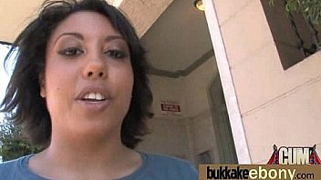 Ebony babe sucks too many white cocks 3