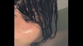 Smoking blowjob in shower with neighbors skinny wife