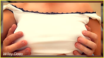 Milf gets boobs grabbed by husband