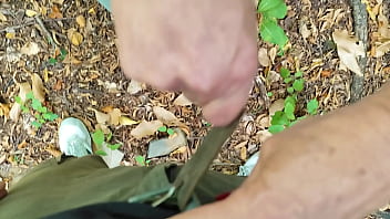 Unfaithful married wife hungry blowjob in forest with hubbys best friend