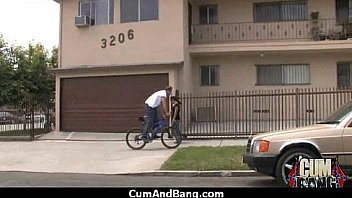 Ebony chick hard fuck in interracial group 27