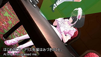 The young maid girl's innocent self pleasure～the fingers groping her breasts and the not too thick thighs peeking out from the slit in her maid skirt