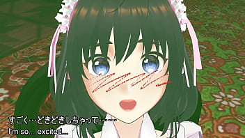 The young maid girl's innocent self pleasure～the fingers groping her breasts and the not too thick thighs peeking out from the slit in her maid skirt