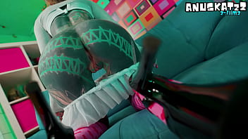 Skinny tattoo girl plays with her anal hole sextoy masturbation