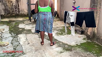 Gateman watches horny cheating wife as she dry her hubby clothes she later got