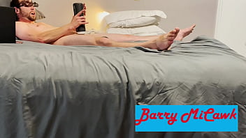 Intense masturbation with moaning using stroking vibrating sucking toy while having balls vibrated