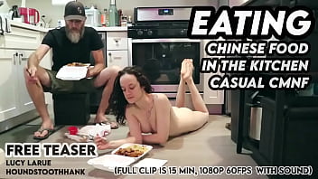 Eating chinese food in the kitchen casual cmnf