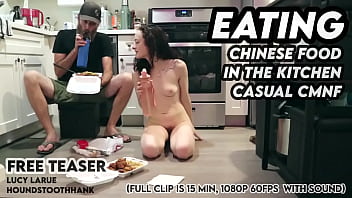 Eating chinese food in the kitchen casual cmnf