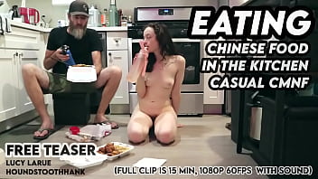 Eating chinese food in the kitchen casual cmnf