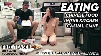 Eating chinese food in the kitchen casual cmnf