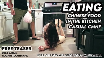 Eating chinese food in the kitchen casual cmnf