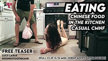 Eating chinese food in the kitchen casual cmnf