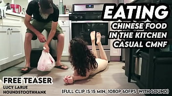 Eating chinese food in the kitchen casual cmnf