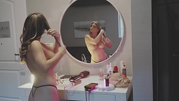 Getting ready for the show topless