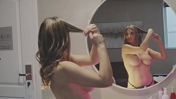 Getting ready for the show topless