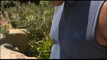 Lena rides on the cock outside and then gets a facial cumshot ending