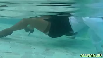 Hot babes teasing in pool