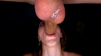Big dick fucked her tight throat and emptied his balls into it
