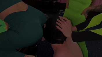 Farts in slave's face from three mean girls