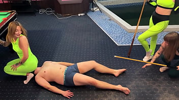 Farts in slave's face from three mean girls