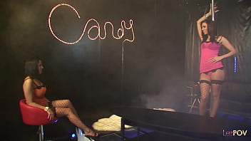 This busty milf lesbian loves to pole dance before getting her pussy licked and fingered