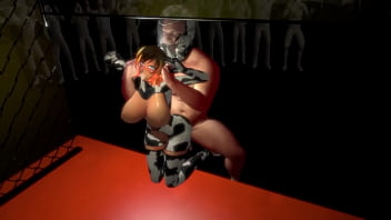 Anime cowgirl sex cage wrestling deepthroat and anal pounding
