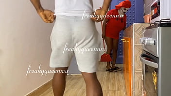 Real homemade amateur couple fucks hot in the kitchen in the morning