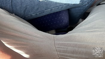 Crazy risky handjob in the train and leave a surprise on the seat p