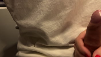 Crazy risky handjob in the train and leave a surprise on the seat p