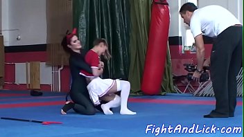 Lesbo cheerleader pussylicked after catfight