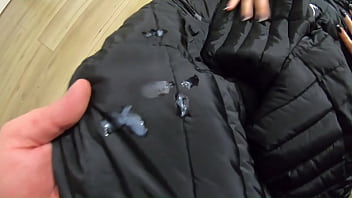 A lot of cum on my down jackets while wearing long boots and sexy clothes 212 previewi received several jackets i alre