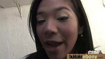 Ebony gets group cumshots 12