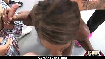 Nasty black girl grouped and facialed 21