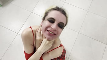 Teaser rough domination of a squirting girlfriend and anal fuck at the kitchen