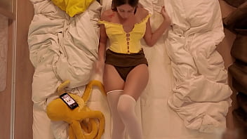 Your neighbor is plays with her tight pussy as u get ready for bed