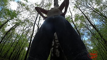 Beautifully walked in the forest orgasm near a birch soboyandsogirl