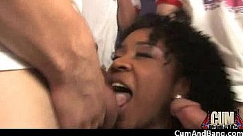 Nasty black girl grouped and facialed 12