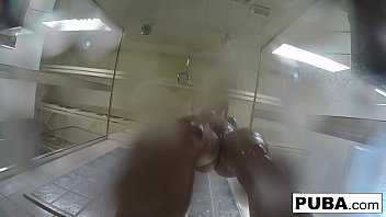 Hot brunette gets wet