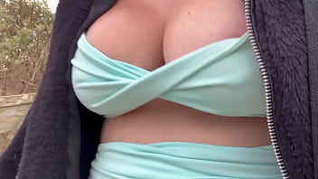 European stepmom artemisia love walking outside and showing her juicy boobs