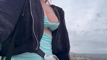 European stepmom artemisia love walking outside and showing her juicy boobs