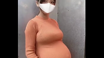 Sexy asian pregnant with huge belly