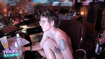 Cute short haired nymph streams on chaturbate with cute glasses