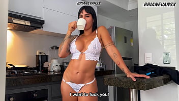 Fitness amazon girlfriend sayafit with big ass and big tits fucks on couch brian evansx