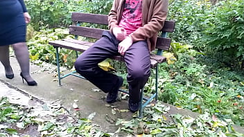 Sexy curvy mother in law helped me cum in a public park