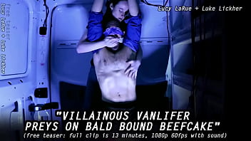 Villainous vanlifer preys on bald bound beefcake