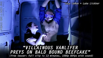 Villainous vanlifer preys on bald bound beefcake