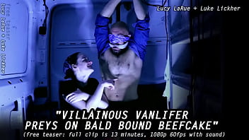 Villainous vanlifer preys on bald bound beefcake