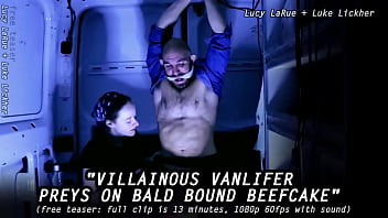 Villainous vanlifer preys on bald bound beefcake